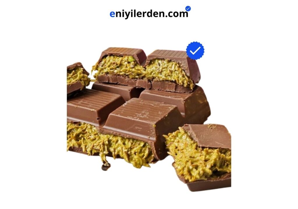 ksana choco Belçika Çikolatası: İçi Bol Kadayıflı Ve %70 Antep Fıstığı Ezmeli Dubai Künefe Çikolata