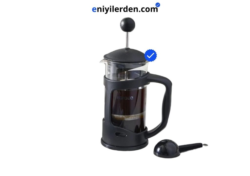 Cookplus Coffee Bean Kaşık Hediyeli Borosilikat Cam French Press 350 Ml Siyah