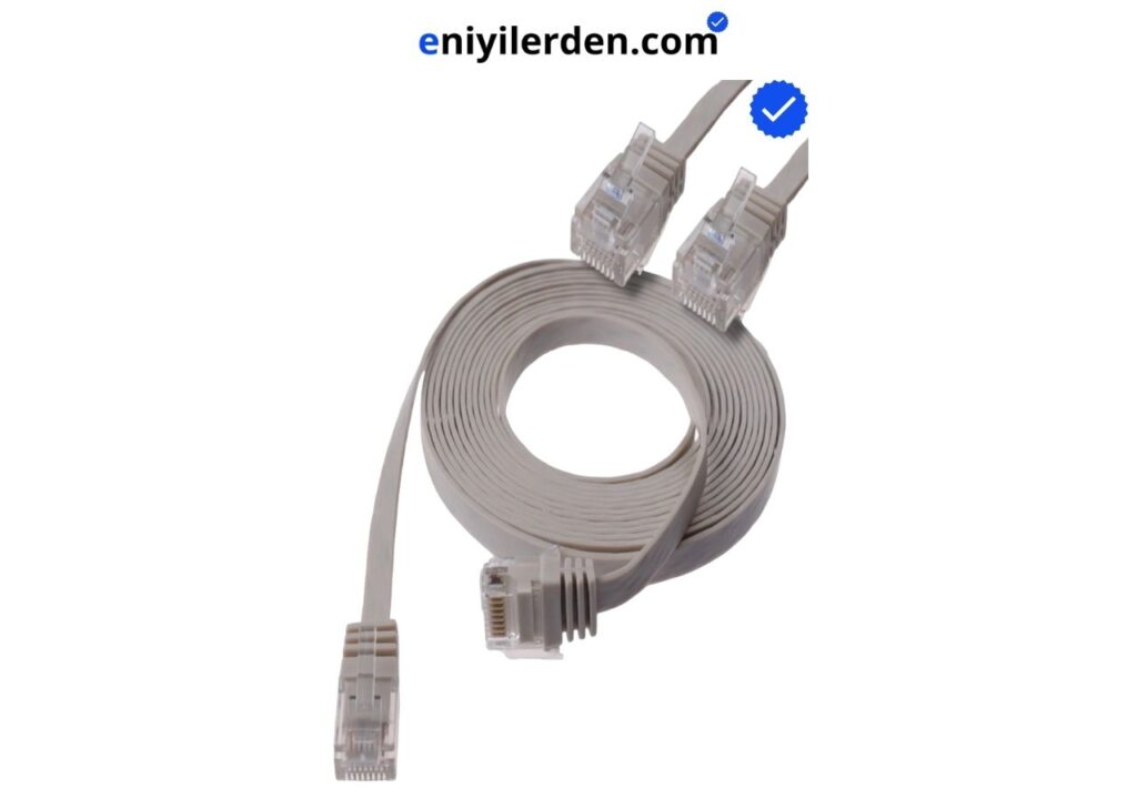 IRENIS Gri Cat6 Yassı Ethernet (Network) Kablosu, 10 Metre