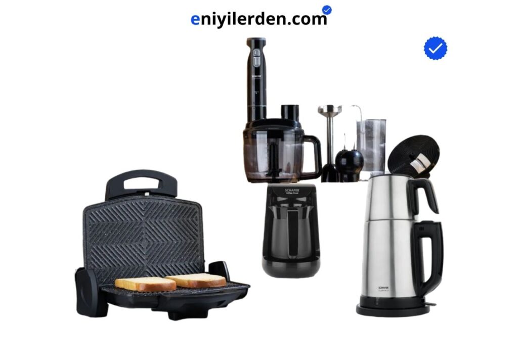 Schafer Diva Elektronik Çeyiz Seti (4'lü Set: Çay Makinesi, Tost Makinesi, Blender Set, Türk Kahve Makinesi)