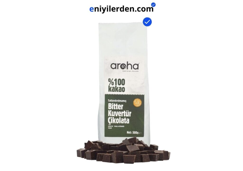 AROHA %100 Kakao Şekersiz Glutensiz Vegan Bitter Kuvertür Çikolata