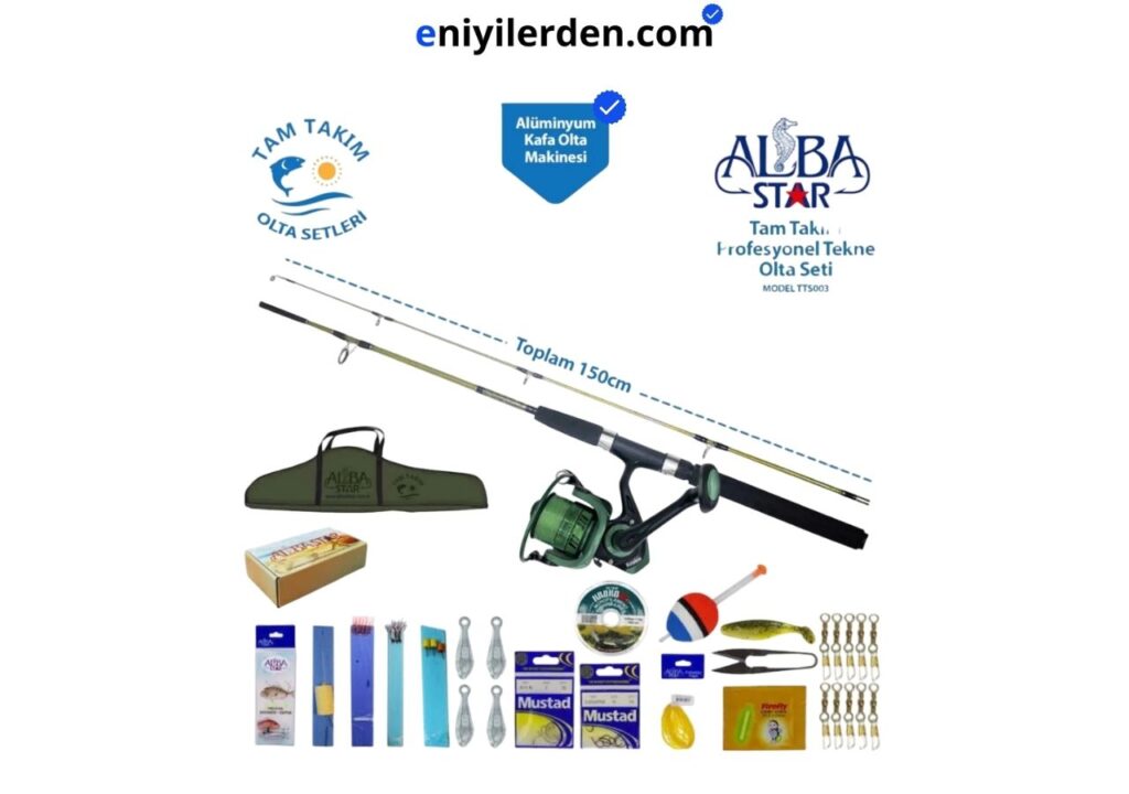 AlbaStar Tam Takım Profesyonel Tekne Olta Seti Tts003 Standart 150cm