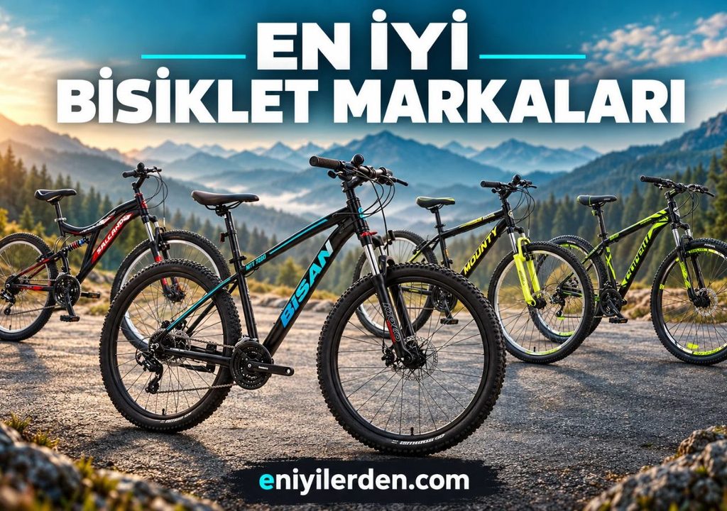 Dağ manzarası önünde sergilenen Bisan, Salcano, Mounty ve Corelli dağ bisikletleri.