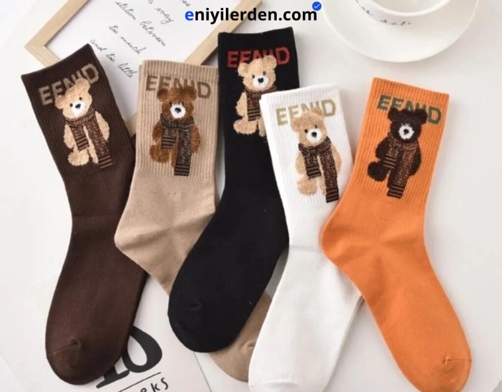 Çorap Kurdu 5'li Teddy Bear Ayıcık Desenli