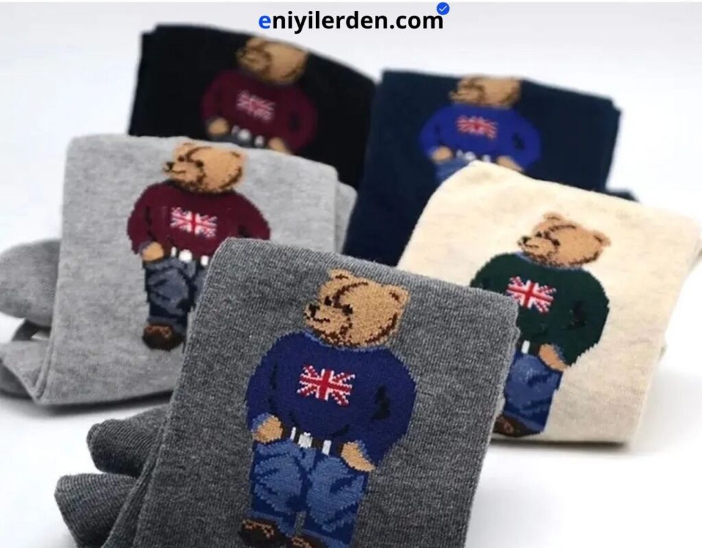 Çorap Kurdu 5'li Teddy Bear Desenli Soket Çorap