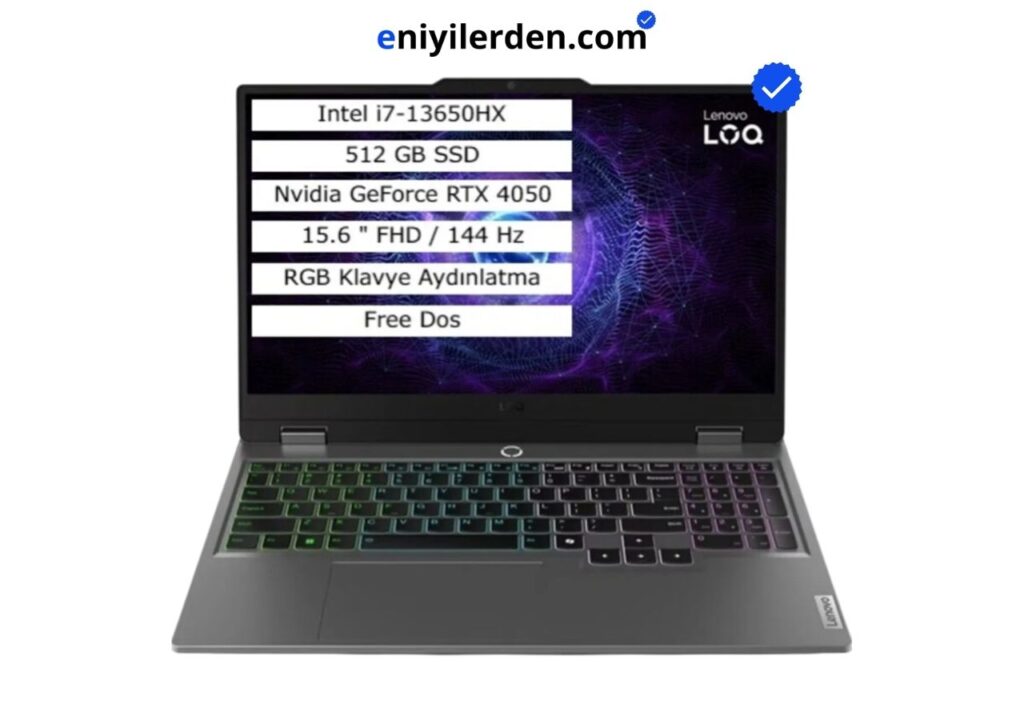 Lenovo LOQ 15IRX9 83DV00G7TR (i7-13650HX, RTX 4050, 8GB RAM, 512GB SSD, FreeDOS)